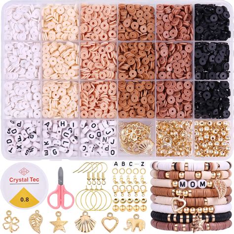 Amazon Pubiseed 4000PCS Earth Tone Clay Beads Bracelet Making Kit