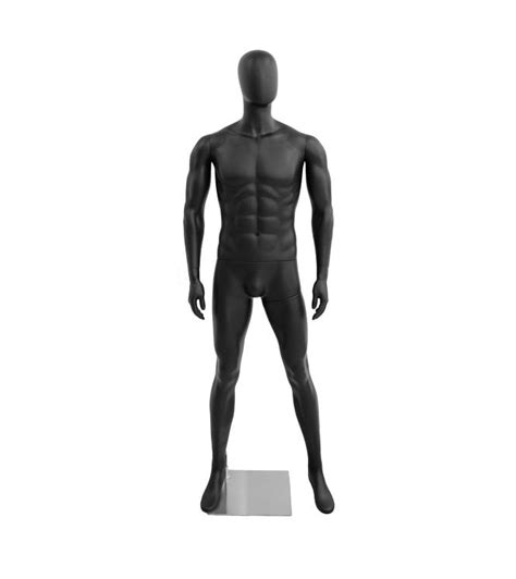 Matt Black Faceless Male Sports Mannequin Legs Astride Mannequins