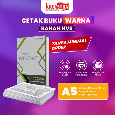 Jual Jasa Cetak Percetakan Buku Ukuran A5 Isi Warna Bahan Hvs Sampul