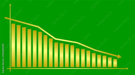 Animated Golden Chart Of Financial Decline With A Trend Line Chart