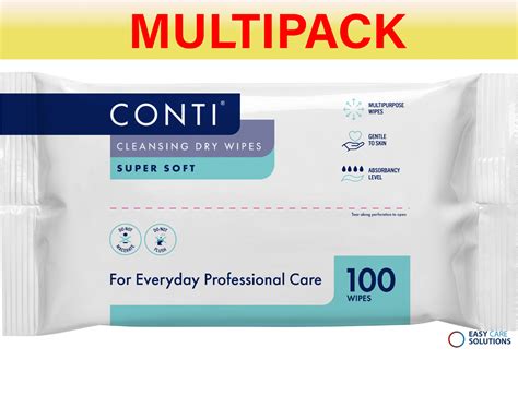 10 X Conti Soft Large Patient Vernacare Dry Wipes 30 X 28 Cm 10