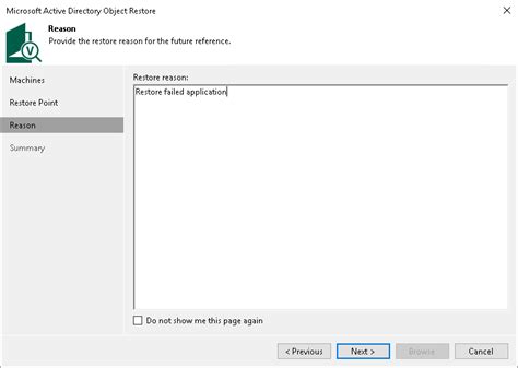 Step Specify Restore Reason User Guide For Microsoft Hyper V