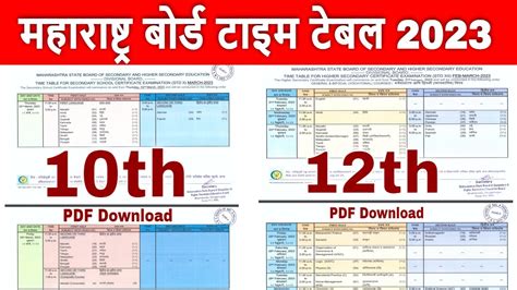 Maharashtra Board Time Table 2023 Ssc Time Table 2023 Hsc Time