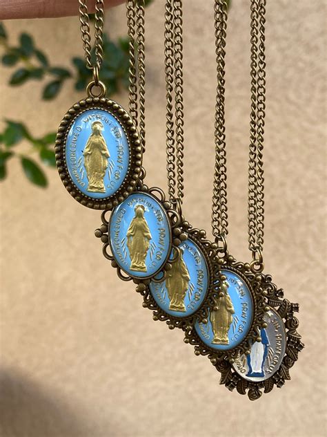 Miraculous Medal Necklace Miraculous Medal Pendant Blessed Virgin