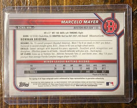 Marcelo Mayer Bowman Chrome Mega Refractor Auto Boston Red Sox