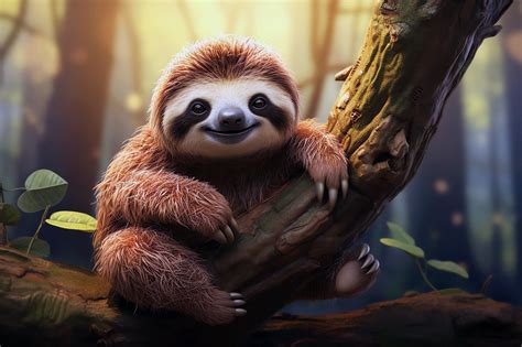 Download Ai Generated Sloth Smiling Royalty Free Stock Illustration