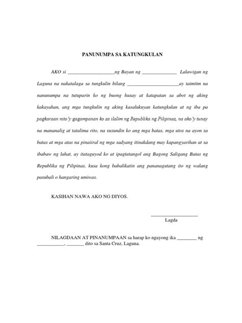Panunumpa Sa Katungkulan Oath Taking Pdf
