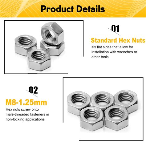 Tuercas Hexagonales M8 1 25 Acero Inoxidable 304 Accionamiento