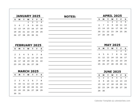 2 Page Yearly Calendar Template 2025 Free Printable Templates