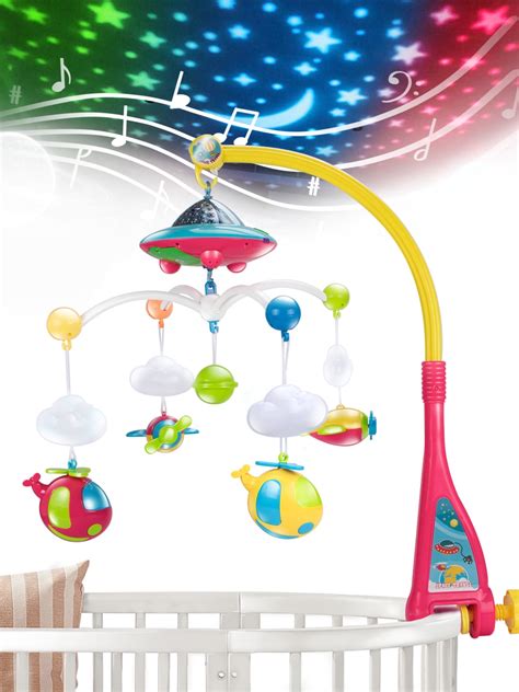 UNIH Baby Crib Mobile with Lights and Music Box for Toddlers, Musical ...