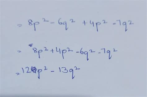 8p²— 6q² + 4p² — 7q² = - Brainly.in