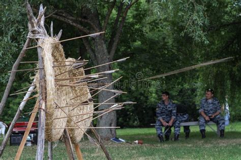 Arrow Traveling Through Air At High Speed To Archery Target With Motion