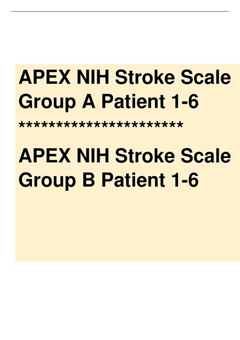 Apex Nih Stroke Scale Group A Patient Apex Nih Stroke Scale Group B