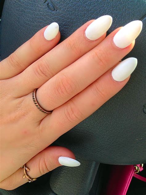 Matte White Almond Shape White Almond Nails Almond Shape Nails White Nail Designs