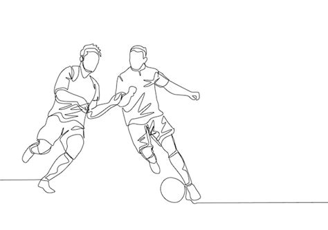 Premium Vector Single Line Drawing Of Football Player Defending The