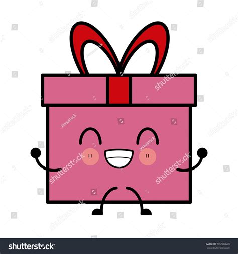 Kawaii Pink Gift Box Wrapped Bow Stock Vector Royalty Free