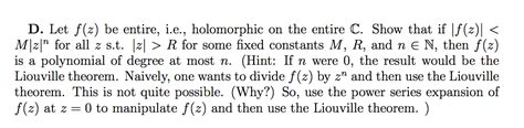 Complex Analysis Liouville Theorem Related Proof Mathematics Stack