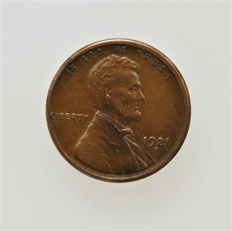 1921 S San Francisco Mint Copper Lincoln Wheat Cent United States Penny