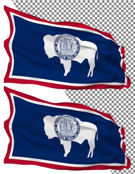 Premium Psd State Of Wyoming Flag Waves Isolated In Plain And Bump