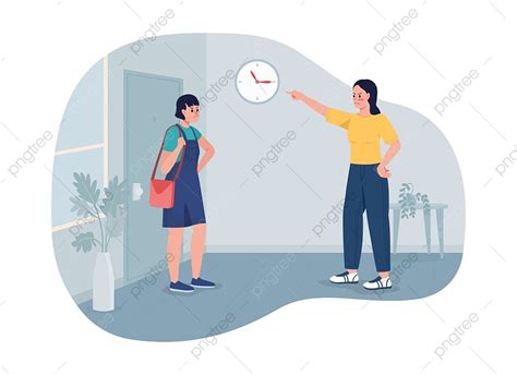 Establishing Teenager Curfew 2d Vector Isolated Illustration Shouting