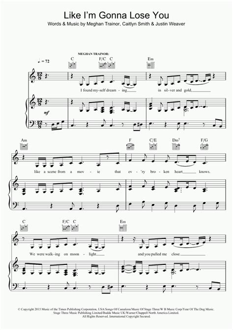 Like I'm Gonna Lose You Piano Sheet Music