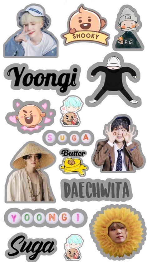 Suga Cute Stickers Bts Drawings Bts Yoongi