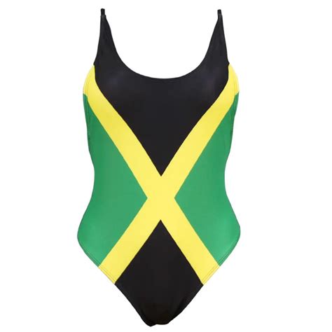 Free Shipping Sexy Caribbean Jamaica Flag One Piece Swimsuit Swimwear