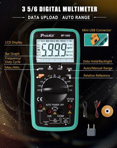 Proskit Mt Dual Display Dmmw Usb Connector Tools And