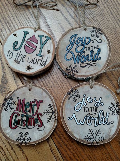 Wood Burned Joy To The World Or Merry Christmas Ornament By