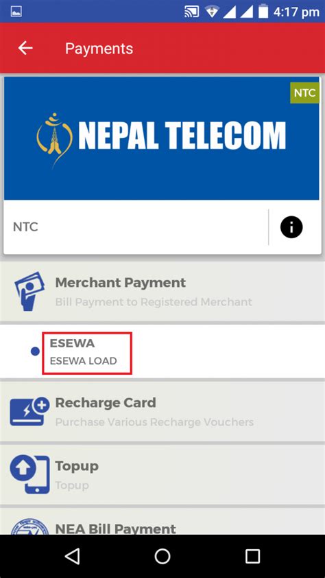 Load From Nepal Bank Limited Via Mobile Banking Service Esewa