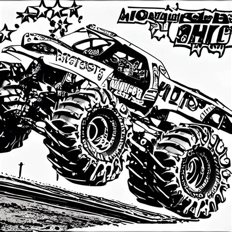 Monster Truck Competition Crush Coloring Page Creative Fabrica