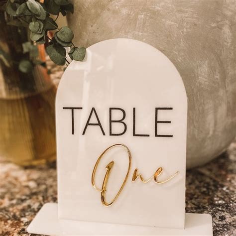 Arched Acrylic Table Numbers For Wedding Seating Number Signs Etsy