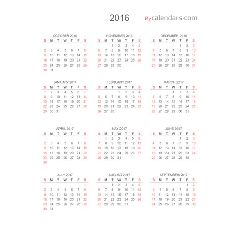 Simple Twelve Months Calendar Template Ezcalendars