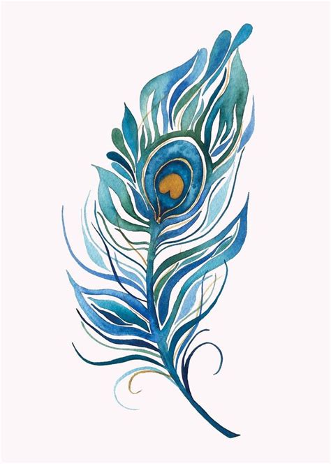 Peacock Feather Watercolor Printable Etsy Peacock Feather Art