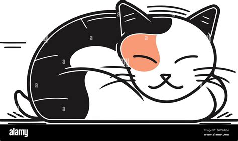 Cute Cat Lying On The Ground Vector Illustration In Cartoon Style