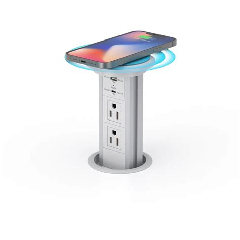 Pop Up Outlet with USB Ports and Wireless Charging Surface - Modern ...