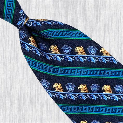 Gianni Versace Black Tie Multicolor Medusa Lion Geo Gem