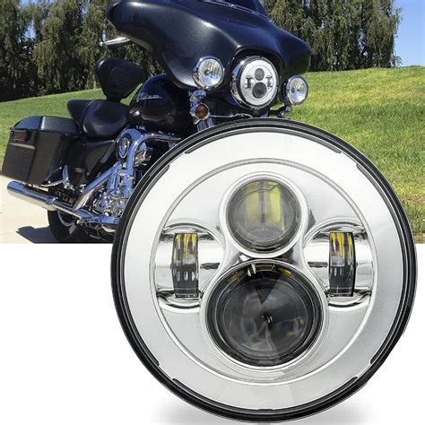 Black Chrome In Motor Projector Led Headlamp Motorcycle Headlight For