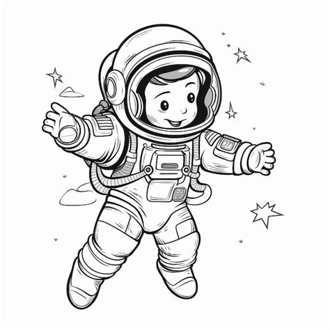 Un Dibujo De Un Astronauta Con Un Traje Espacial Foto Premium