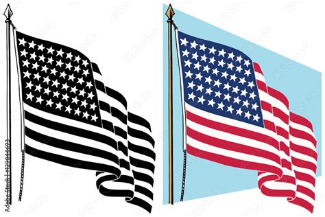 American Flag Waving In The Wind Stock Vector Adobe Stock