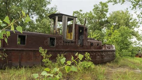 Abandoned Ships in the River Near of Chernobyl. the Abandoned River ...