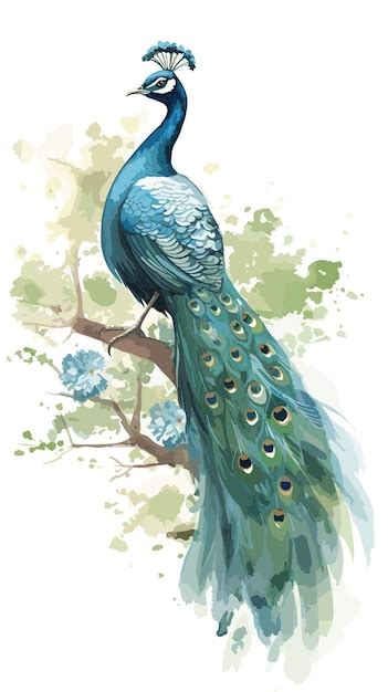 Premium Vector Watercolor Peacock Illustration On White