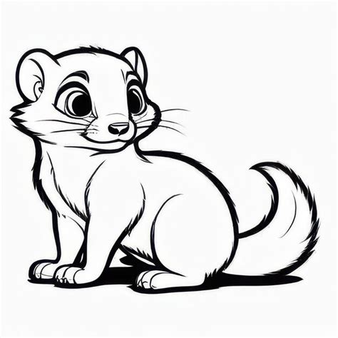 Weasel Outline Black And White Cute Coloring Book Premium Ai