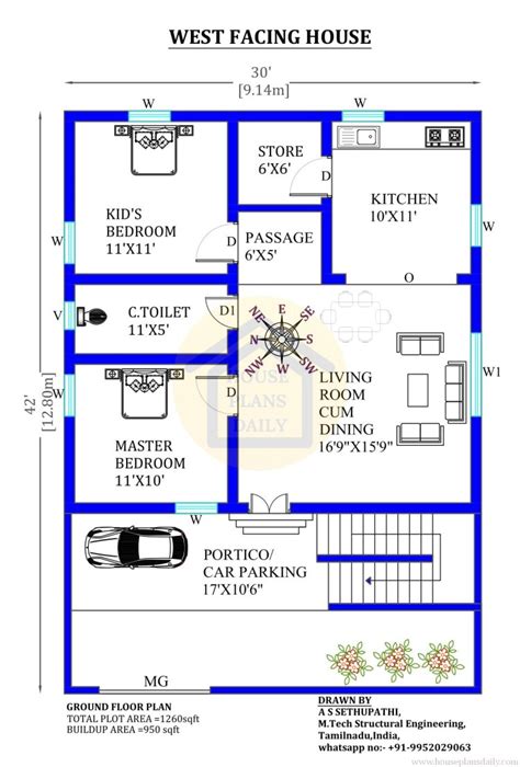 Vastu Of West Facing House 2bhk House Design Modern House Plan And