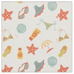 Summer Beach Pattern Fabric | Zazzle