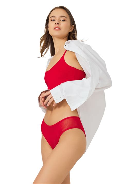 Krem Tül Özel Bölgesi Açık Fantezi Kadın Bikini Külot