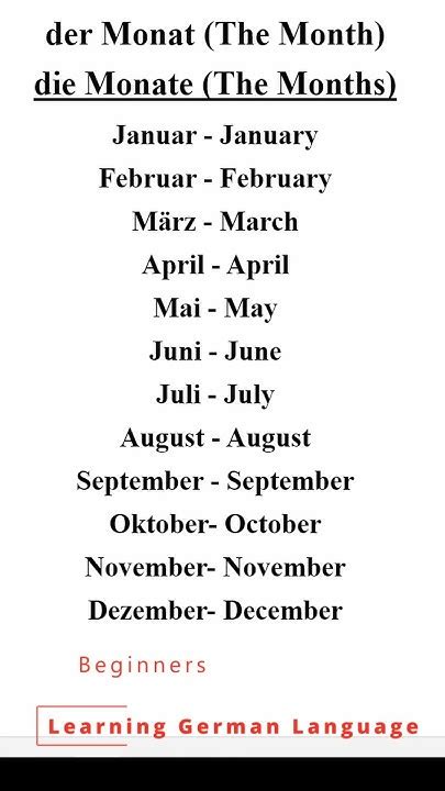 months  german monate learn german vocabulary german basics