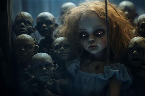 Premium Ai Image A Creepy Doll Collection That Seems To Come To Life