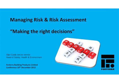 Pdf Managing Risk And Risk Assessment Making The Right Decisions