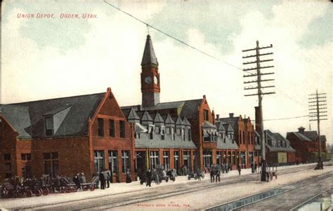 Ogden Utah Ut Train Station Depot Street Scene C1900s 20s Postcard